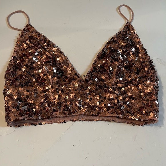 Free People Piink Sequin brami Top Sz XS Women - Picture 6 of 7